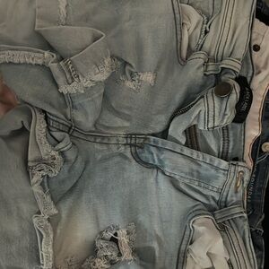 Black Label Light Blue Distressed Jean Shorts